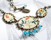 leafy branches - vintage tin and apatite necklace