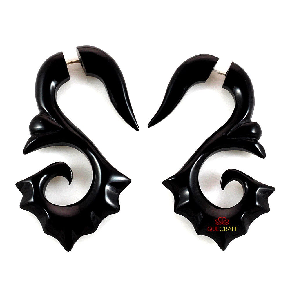 Exquisite Organic Horn Fake Gauge Earrings 1 Pair Handmade