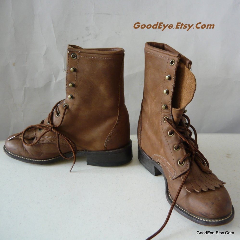 Vintage Laceup Oxford Ankle Boots Flat LAREDO size 5.5 M Euro 35.5 UK 3 Seude Leather Brown