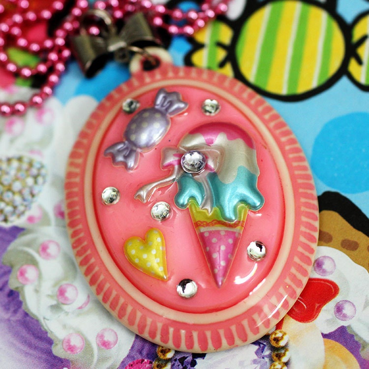 Sweet Shoppe - Ice-Cream and Candy Cameo Necklace