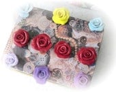 Gorgeous RED Handmade Clay ROSE Magnets Sets of 4 ECS sct