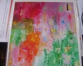 Small abstract fine art reproduction print, summer, pink orange green