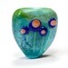 Lampwork Glass Bead Focal Handmade Flowers Coral on Turquoise Pink Purple