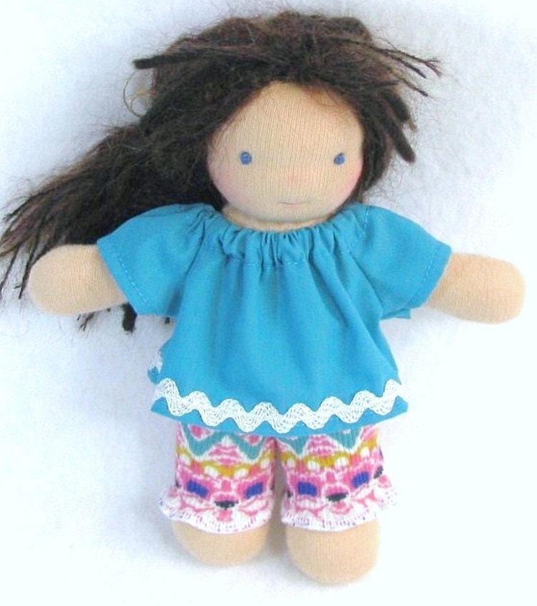 Upcycled Waldorf doll clothes set for 7 or 8 inch doll