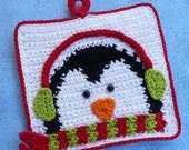 Winter Penguin Potholder Crochet PATTERN - INSTANT DOWNLOAD