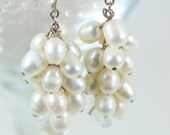 Earrings Bridal Chunky Cluster Pearl Dangle Earrings Ivory