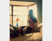 Morning: fine art portrait photograph print with morning light, window, bed, woman - UninventedColors