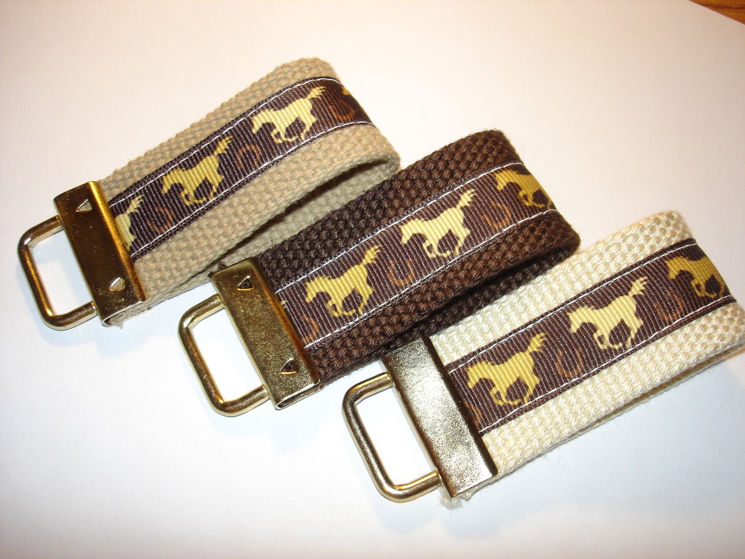 You Pick One   Mini Key Fob    ribbon / fabric on heavy cotton webbing