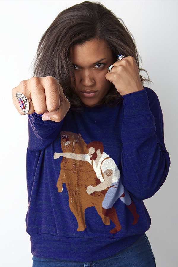 American Apparel Pullover, Sweater, Man Punching Tri-Indigo, Available S-L