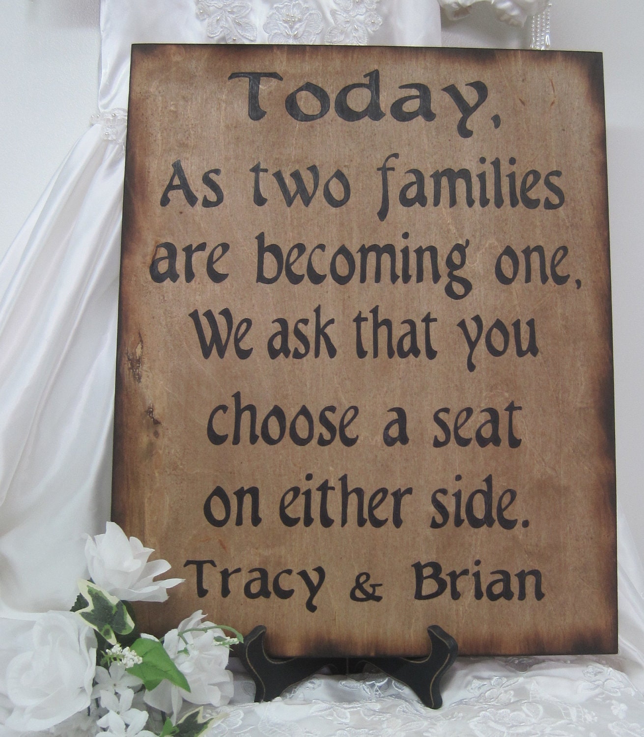 Wedding Sign Rustic Directional Two Families become One Choose a Seat Not a Side Ceremony Reception - Xlarge 16 x 20