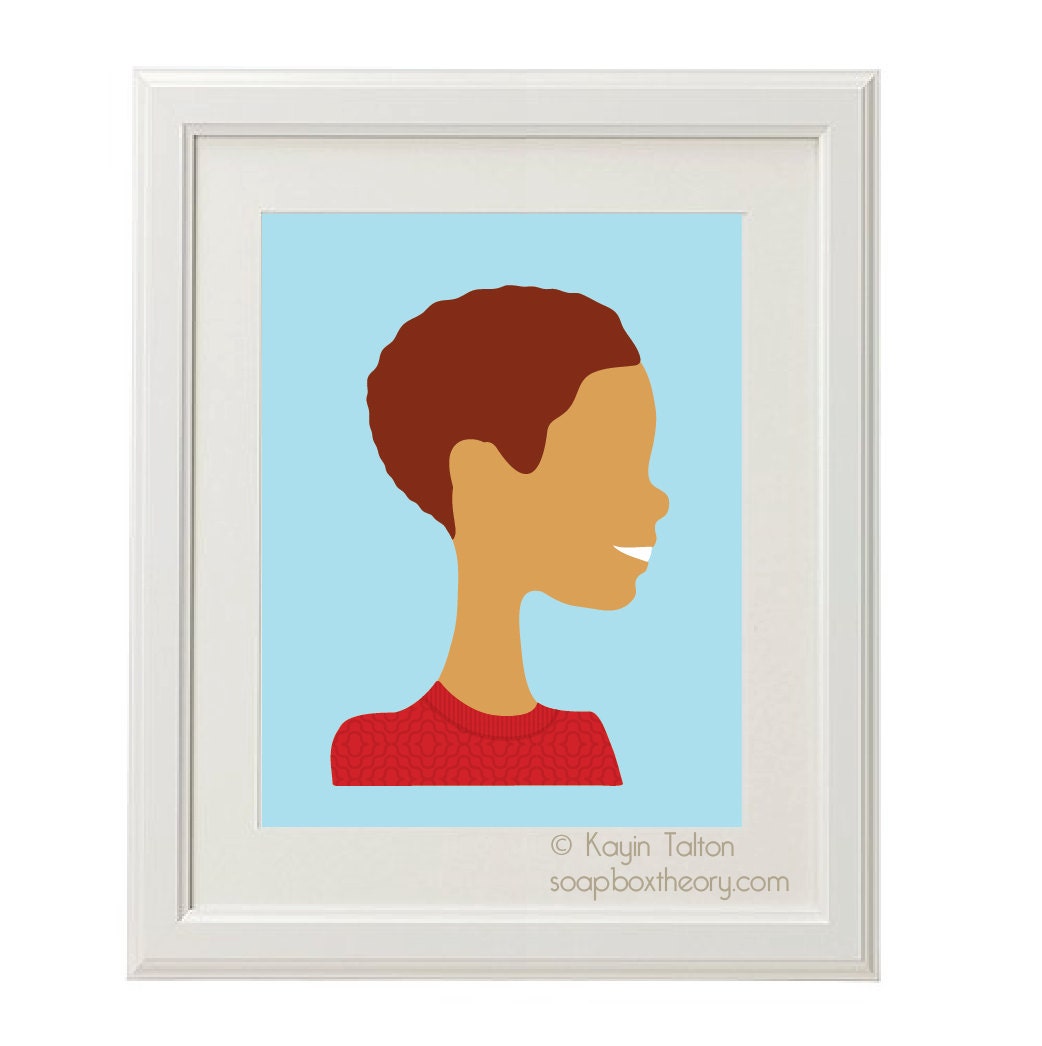 Print: Boy in warm red sweater with wavy hair - Customized Children's art & decor