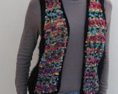 Hand Knit Hippie Vest, Textured Yarn, Rainbow Colors, Woman Vintage Clothing, Size Small, Size Medium, 20% Donated to Save the Chimps