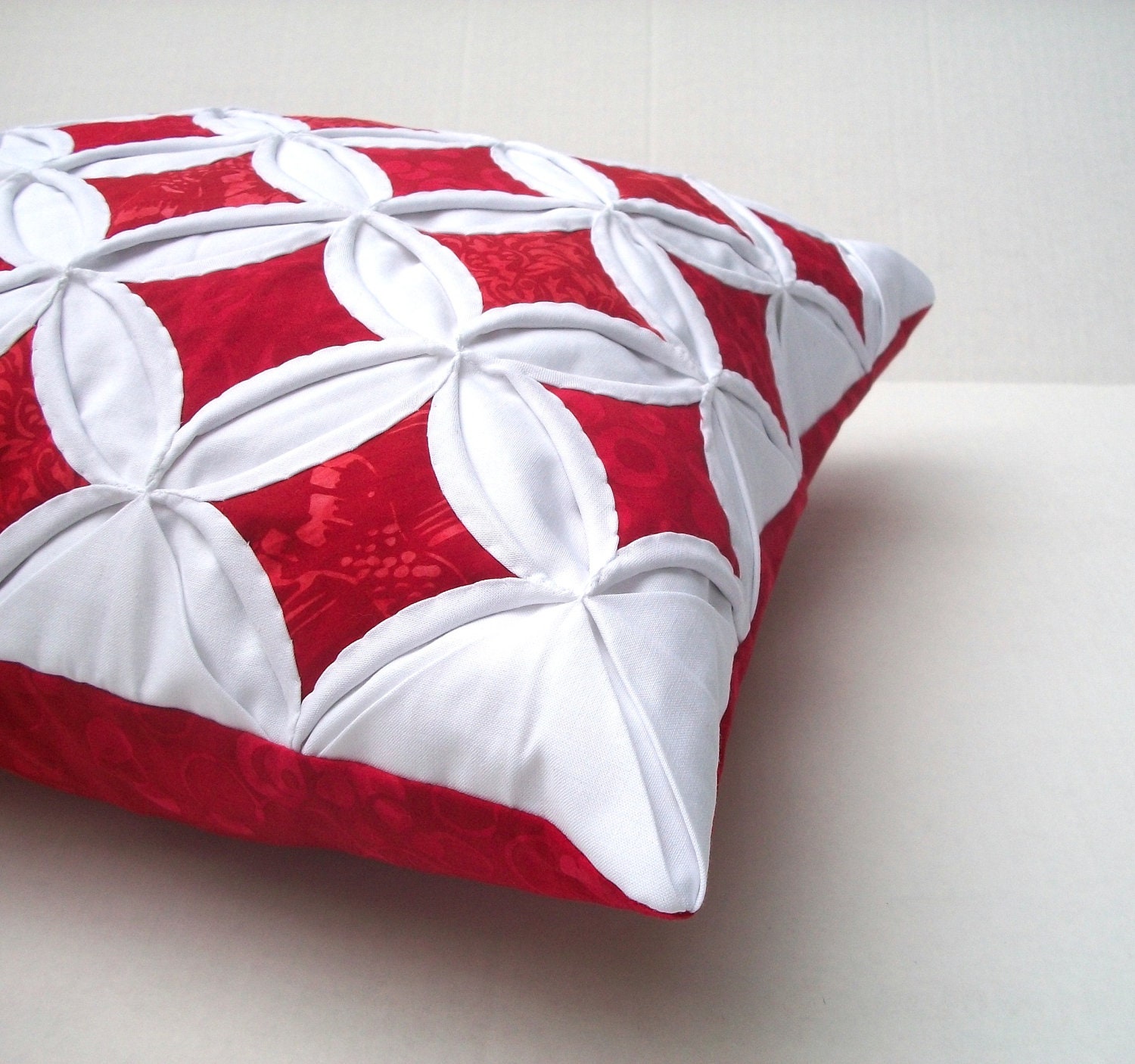 Decorative Pillow Cover Christmas Pillow Cathedral Window Red Batik 18 Inch