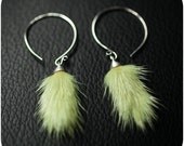 Open Hoop Sterling Silver and Fur Earrings