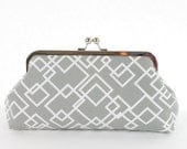 Gray White Geometric Bridesmaid Clutch Purse