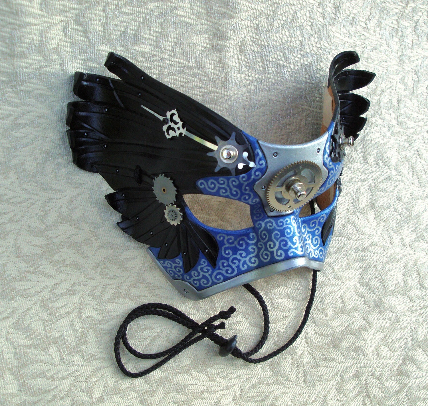 Il Tempo Vola V10... original mixed media handmade winged Venetian clockwork mask