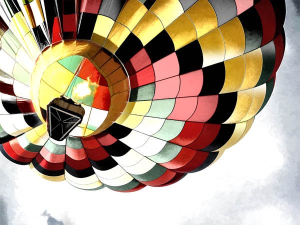 Wellsville, NY, Hot Air Balloon Digital Art Print, 30x40 sofa size Giclee Print, Office Wall Art EBSQ