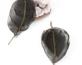 Large black chiffon earrings