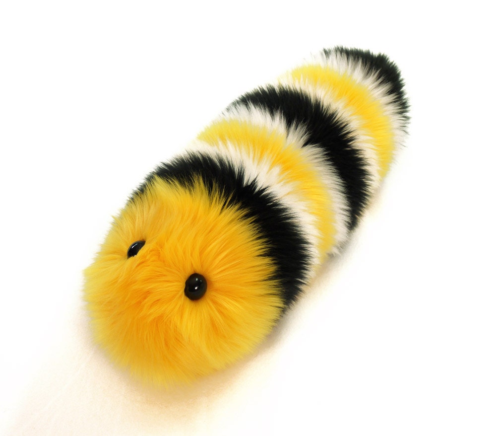 Monte Monarch Caterpillar Stuffed Toy Fuzzy Yellow and Black Snuggle Worm - Fuzziggles