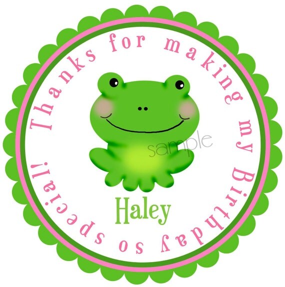 Frog Stickers, Gift stickers, Gift Labels, Birthday party, Birthday, Children, Labels, favor, Pink or Blue Il_570xn