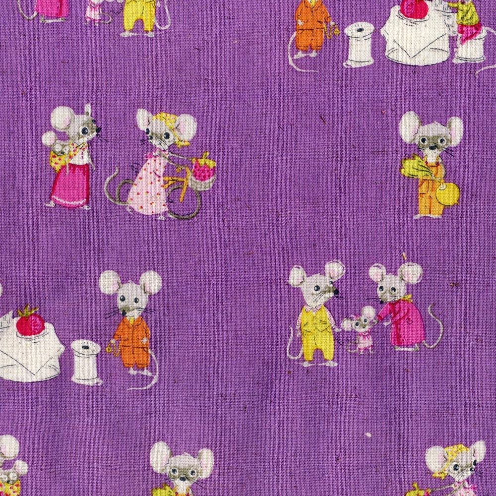 Nursery Versery Country Mice Purple Plum  by Heather Ross Fabrics, 1/2  yard, SALE