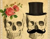 Sepia Printable DIY Wedding Invitation Suite - Digital Download - Custom Gothic Victorian Skull Day of The Dead Vintage Wedding Invitation