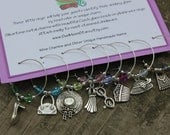 FREE SHIPPING Set of 8 Lovely Lady Wine Charms
