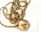 Soldered Glass Bauble Tiny Glass Sing Charm Miniature Sing Pendant Soldered Sing Charm Necklace Dictionary Word Charm