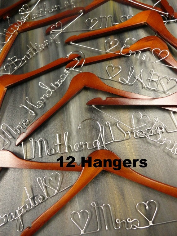 Bridal Party Hangers Personalized Hangers Bride Hangers Wedding Dress Hangers Bridal Accessories Bride Wire Hanger Bride Coat Hangers