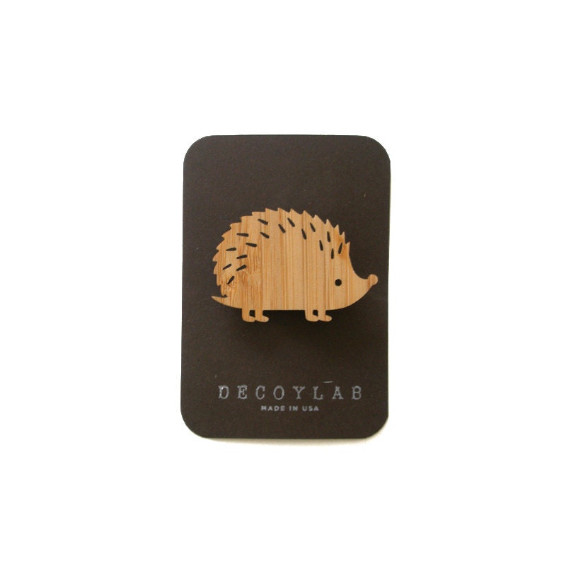 Hedgehog Bamboo Brooch