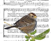 HIS EYE On The SPARROW Spirtual Song Page  5 x 7