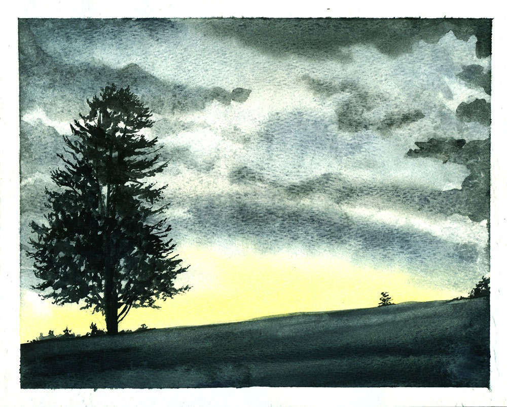 Painting n0. 35  Sunset on the Ridge-- Original Watercolor Painting