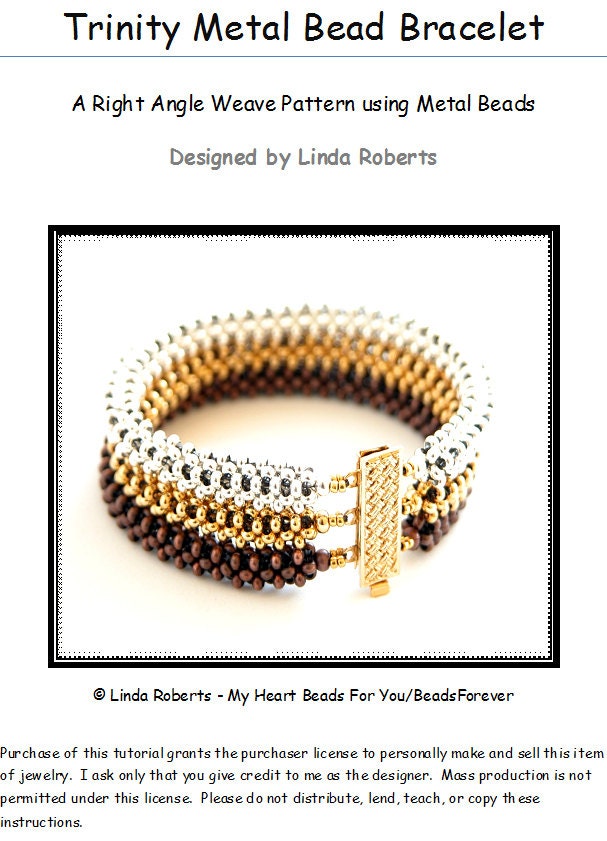 Beading Tutorial - Trinity Metal Bead Bracelet Pattern - Right Angle Weave