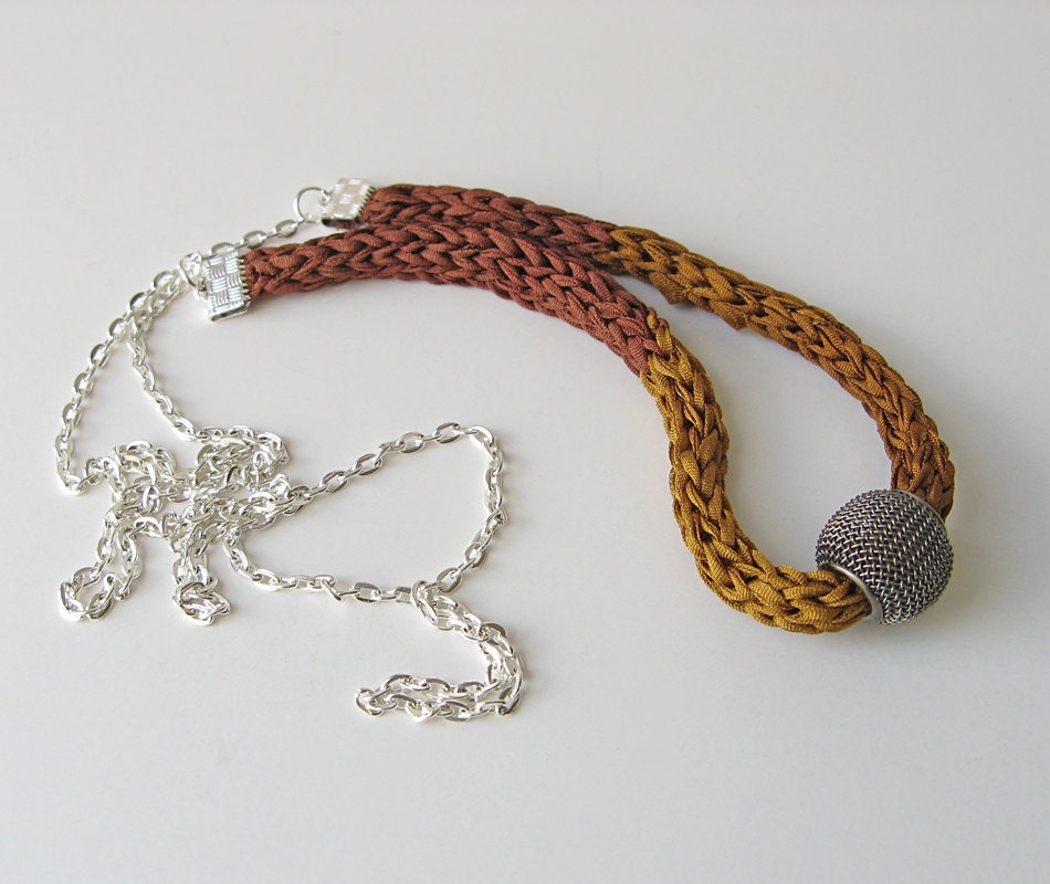 Brown Ombre Silk Necklace Color Blocked