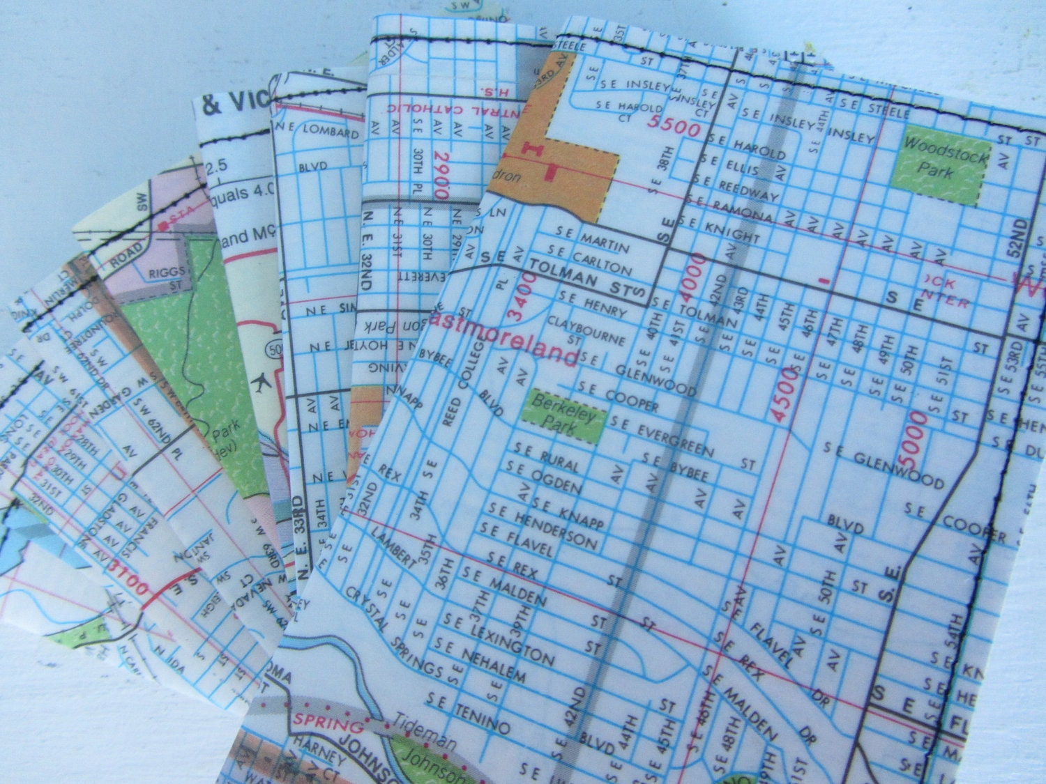Slim Wallet- Vintage Portland Oregon map- Choose 1