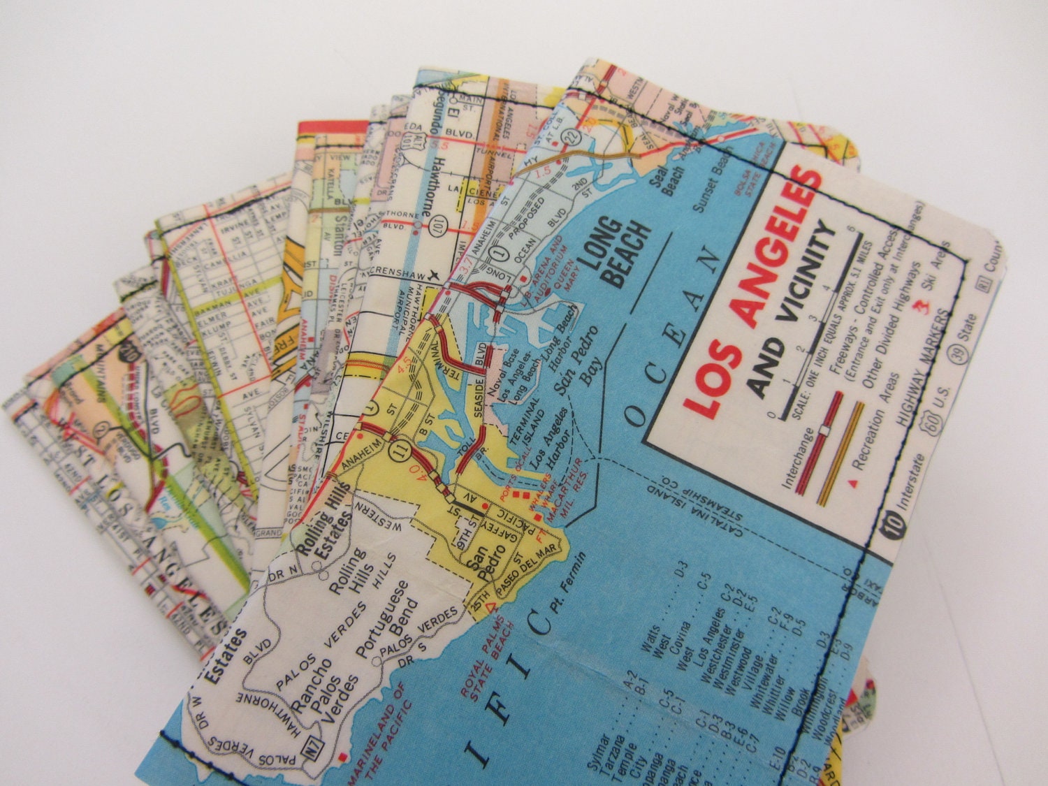 Slim Wallet- Los Angeles  Vintage Map- Choose 1