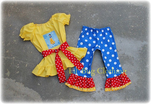 Custom Boutique Clothing Girl  Disney Princess Snow White Peasant Top and Pant Set