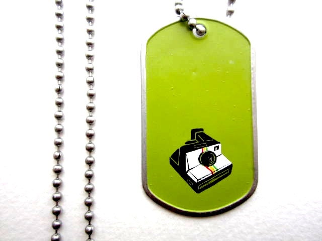 Polaroid Dog Tag - Hand-painted in Oil Enamel - Man Jewelry - Unisex Necklace - Photography Nerd