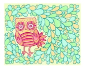 Spring Owl  8 x 10 Illustration Print