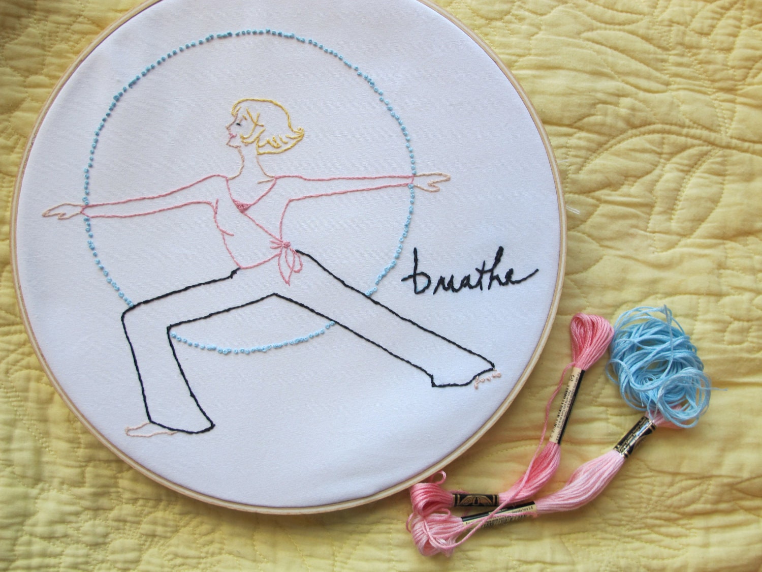 PDF Embroidery Pattern-"Breathe" yoga, meditation, & inspiration
