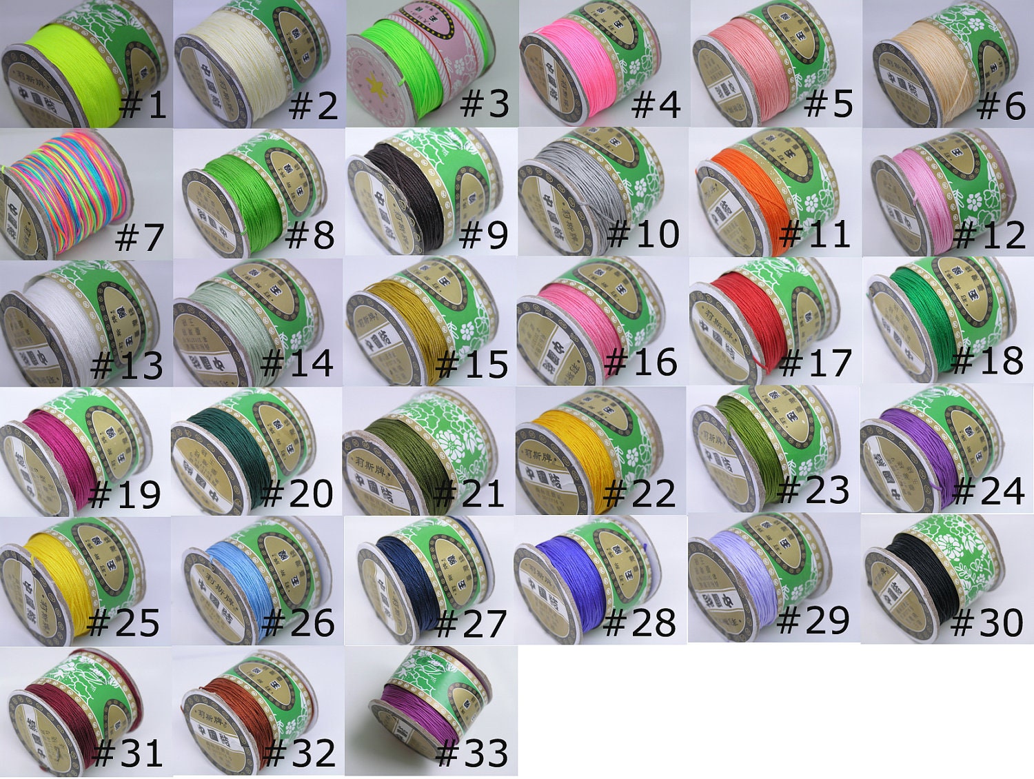 Cord Thread Nylon Knot Beading Macrame, 33 COLORS, 1mm, 10 feet