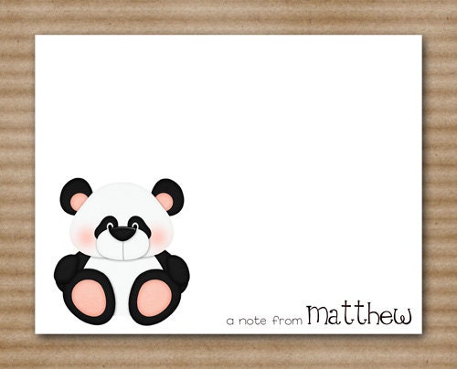 Panda Bear Note Cards / Bear / Personalized (set of 8)