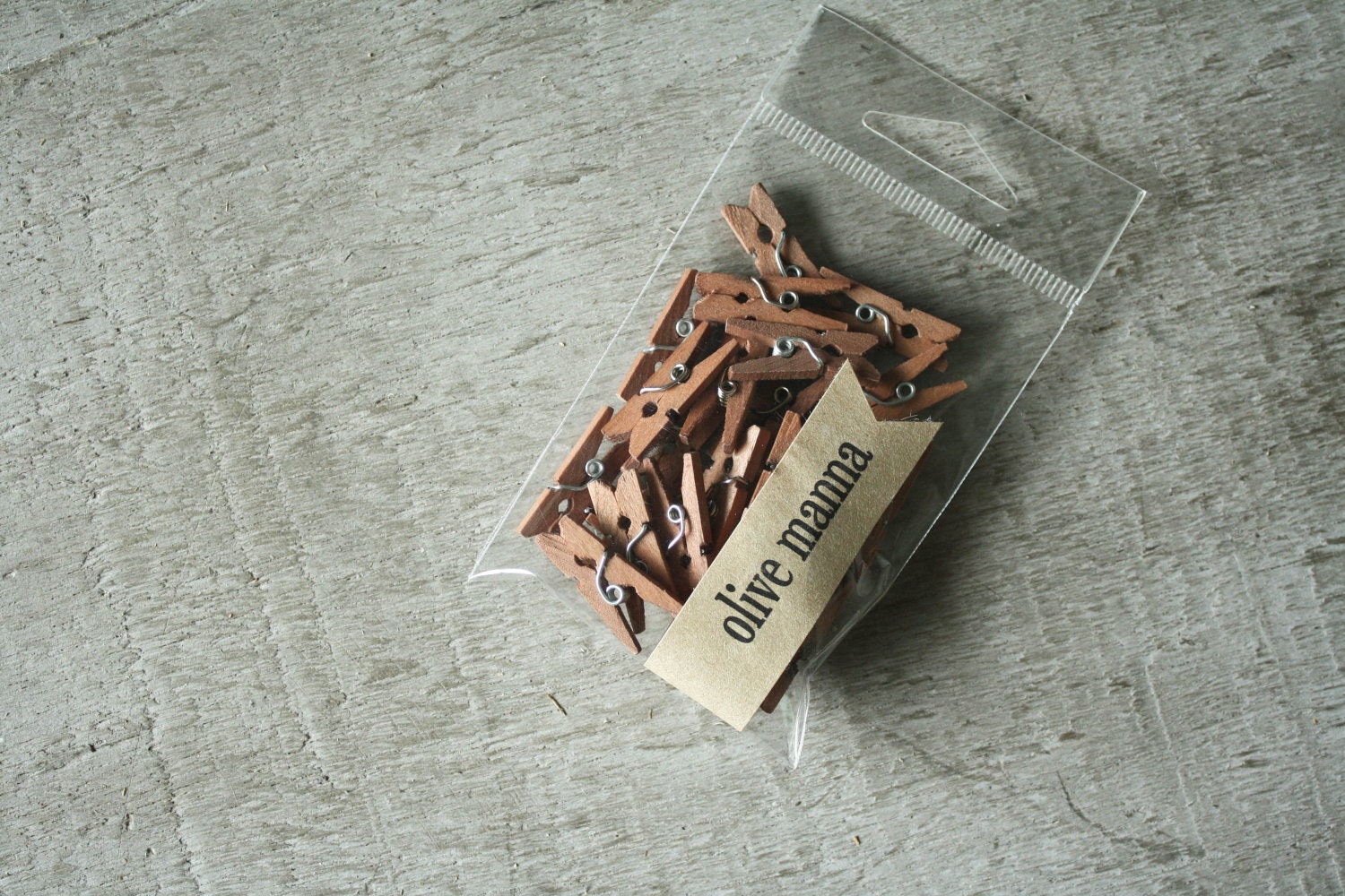 Mini Hand-Stained Clothespins, KRAFT BROWN