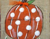 Pumpkin Burlap Painted Door Hanger Happy Fall