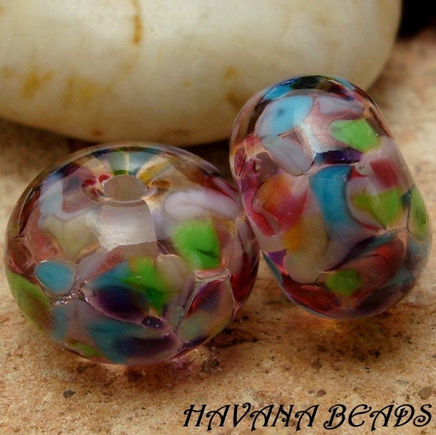 WILDFLOWER  - Earring Pair - Set of Two Handmade Lampwork Beads