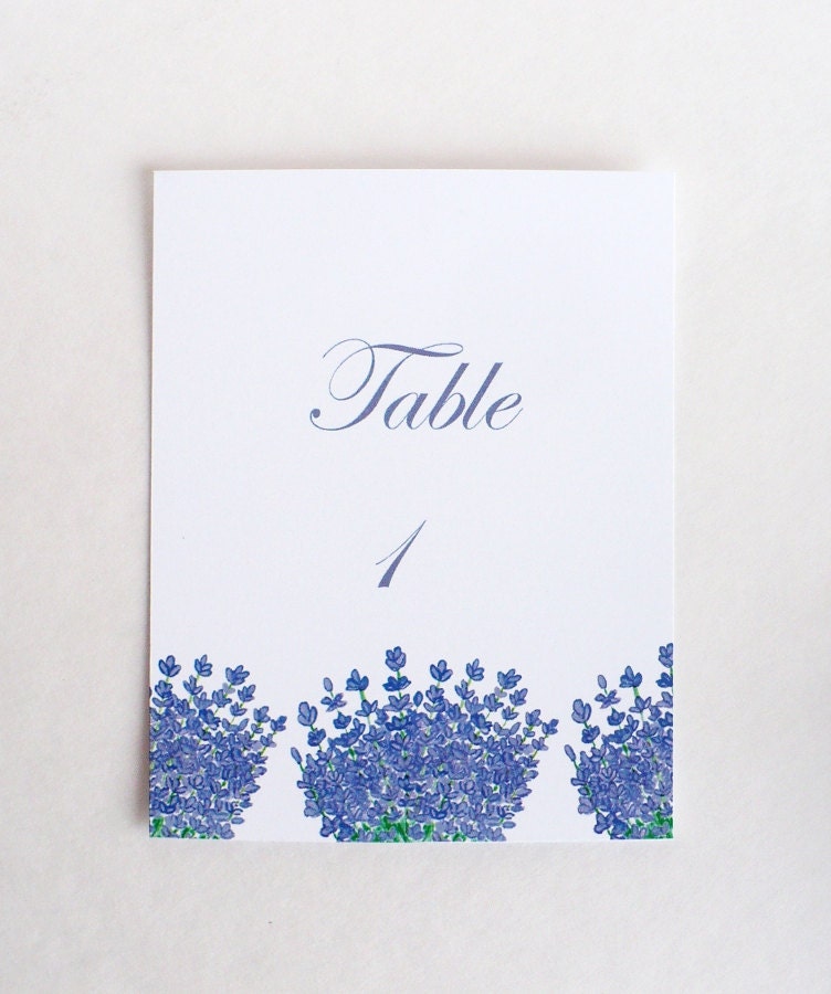 Lavender Table Numbers for Weddings Receptions Purple Lavender Bouquet Rustic Woodland  Flowers Floral Purple Blue Green Provence France