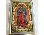 Virgin of Guadalupe metal wallet retro Mexico cigarette case ID tote kitsch