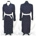 Vintage dress, shirtwaist, in blue, Pappagallo dress - '80's button front and long sleeves