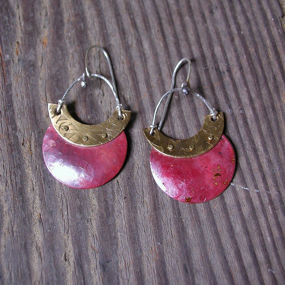 Red Mixed Metals Earrings