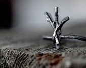 ALGIZ Rune Ring, sterling silver twigs - Sanctuary, Divine Protection
